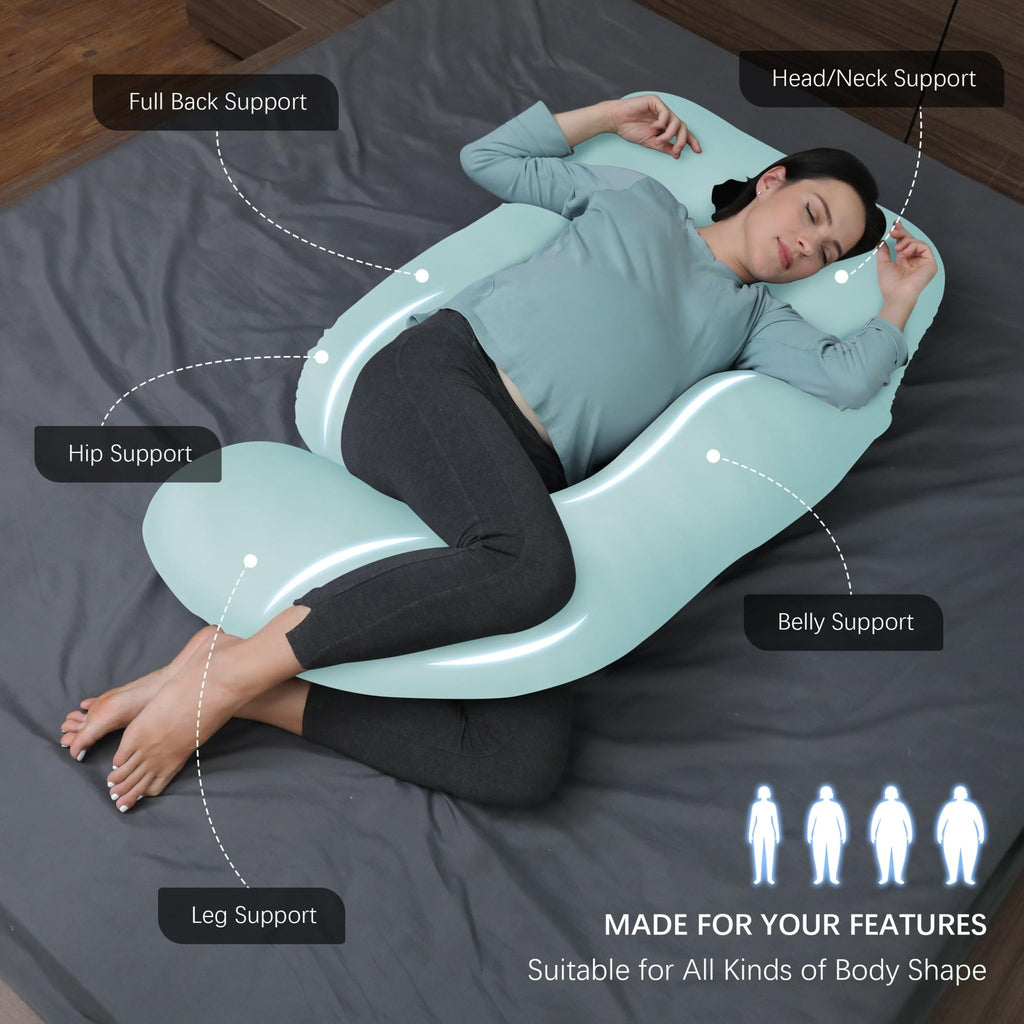 MOON PARK Pregnancy Pillows for Sleeping - U Shaped Full Body Maternity Pillow with Removable Cover - Support for Back, Legs, Belly, HIPS - 65 Inch - Purple - Jansha Store
