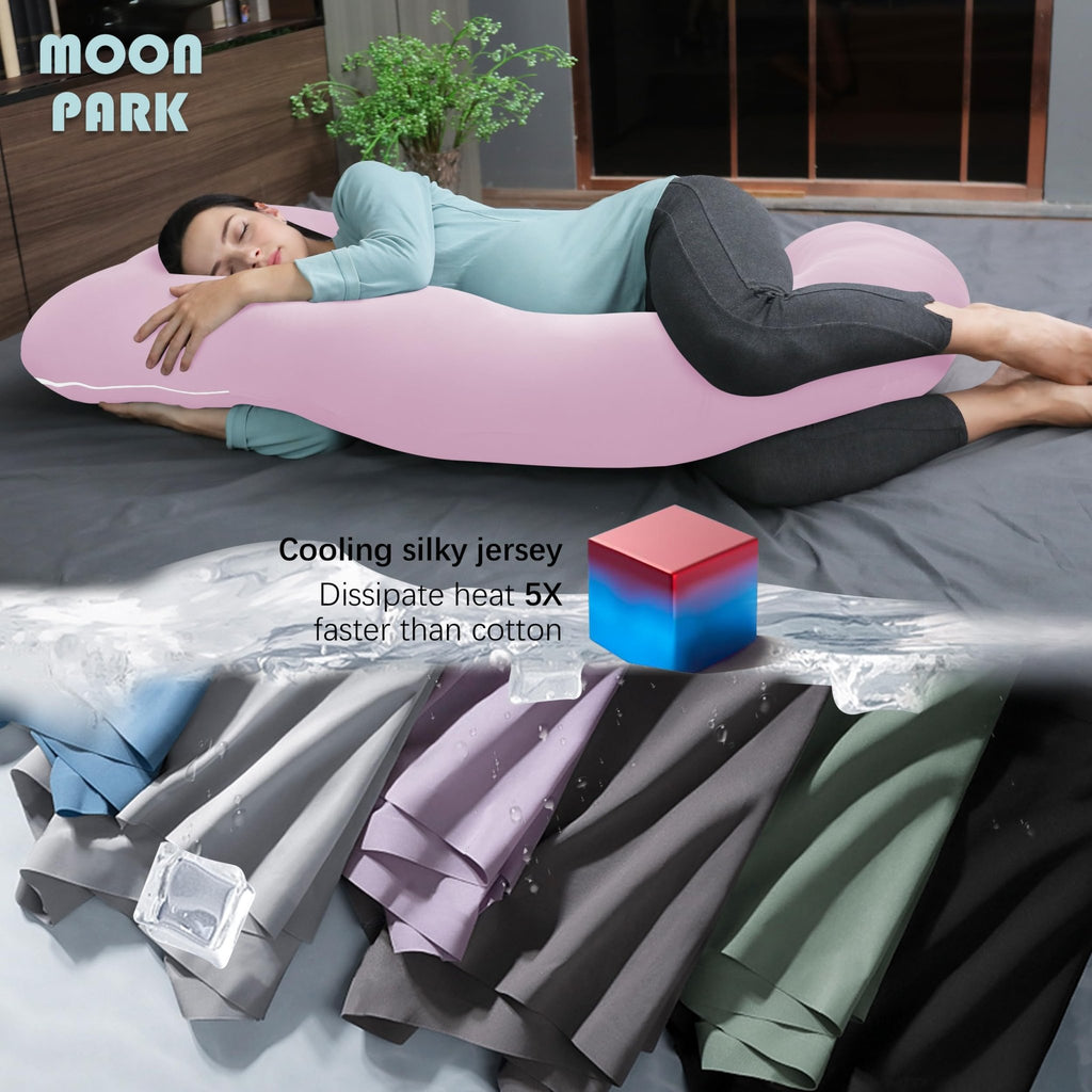 MOON PARK Pregnancy Pillows for Sleeping - U Shaped Full Body Maternity Pillow with Removable Cover - Support for Back, Legs, Belly, HIPS - 65 Inch - Purple - Jansha Store