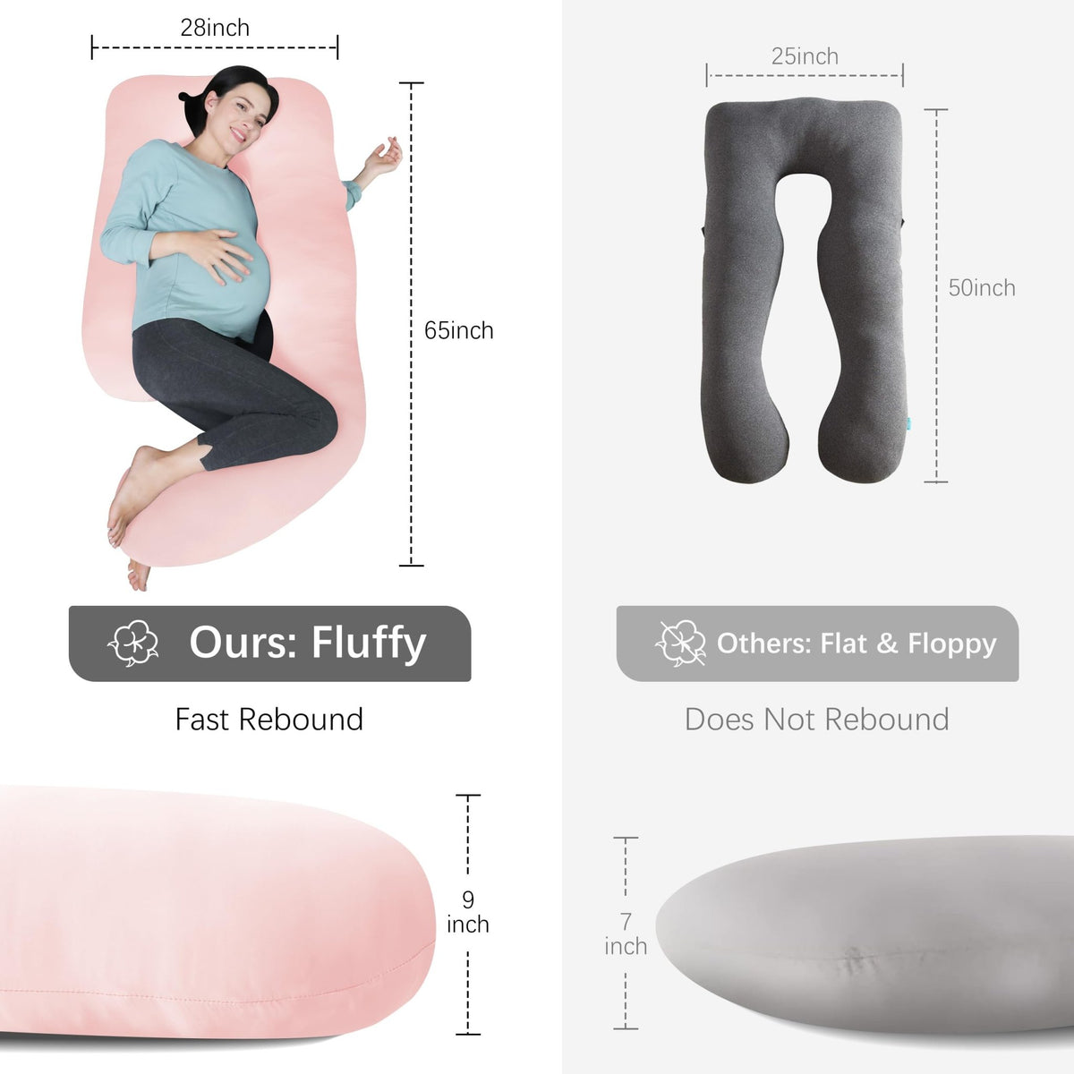 MOON PARK Pregnancy Pillows for Sleeping - U Shaped Full Body Maternity Pillow with Removable Cover - Support for Back, Legs, Belly, HIPS - 65 Inch - Purple - Jansha Store