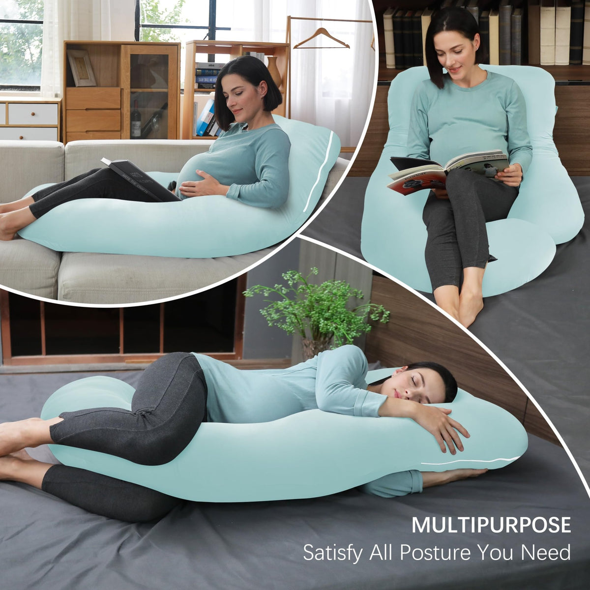 MOON PARK Pregnancy Pillows for Sleeping - U Shaped Full Body Maternity Pillow with Removable Cover - Support for Back, Legs, Belly, HIPS - 65 Inch - Purple - Jansha Store
