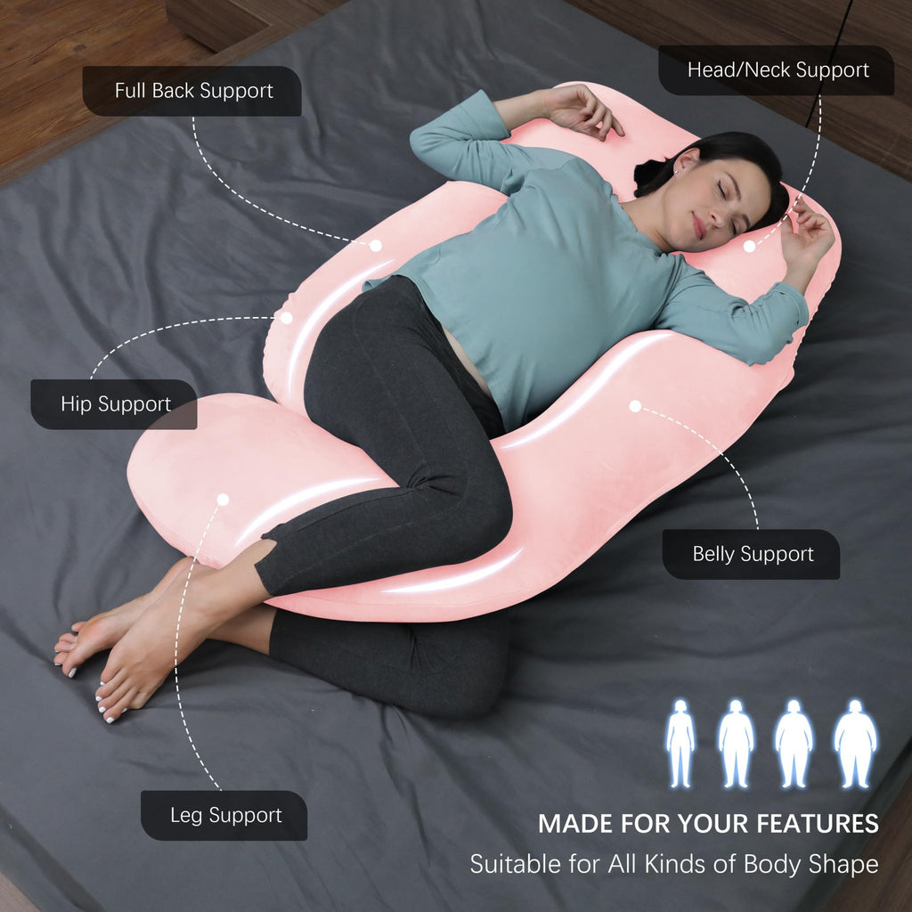 MOON PARK Pregnancy Pillows for Sleeping - U Shaped Full Body Maternity Pillow with Removable Cover - Support for Back, Legs, Belly, HIPS - 65 Inch - Purple - Jansha Store