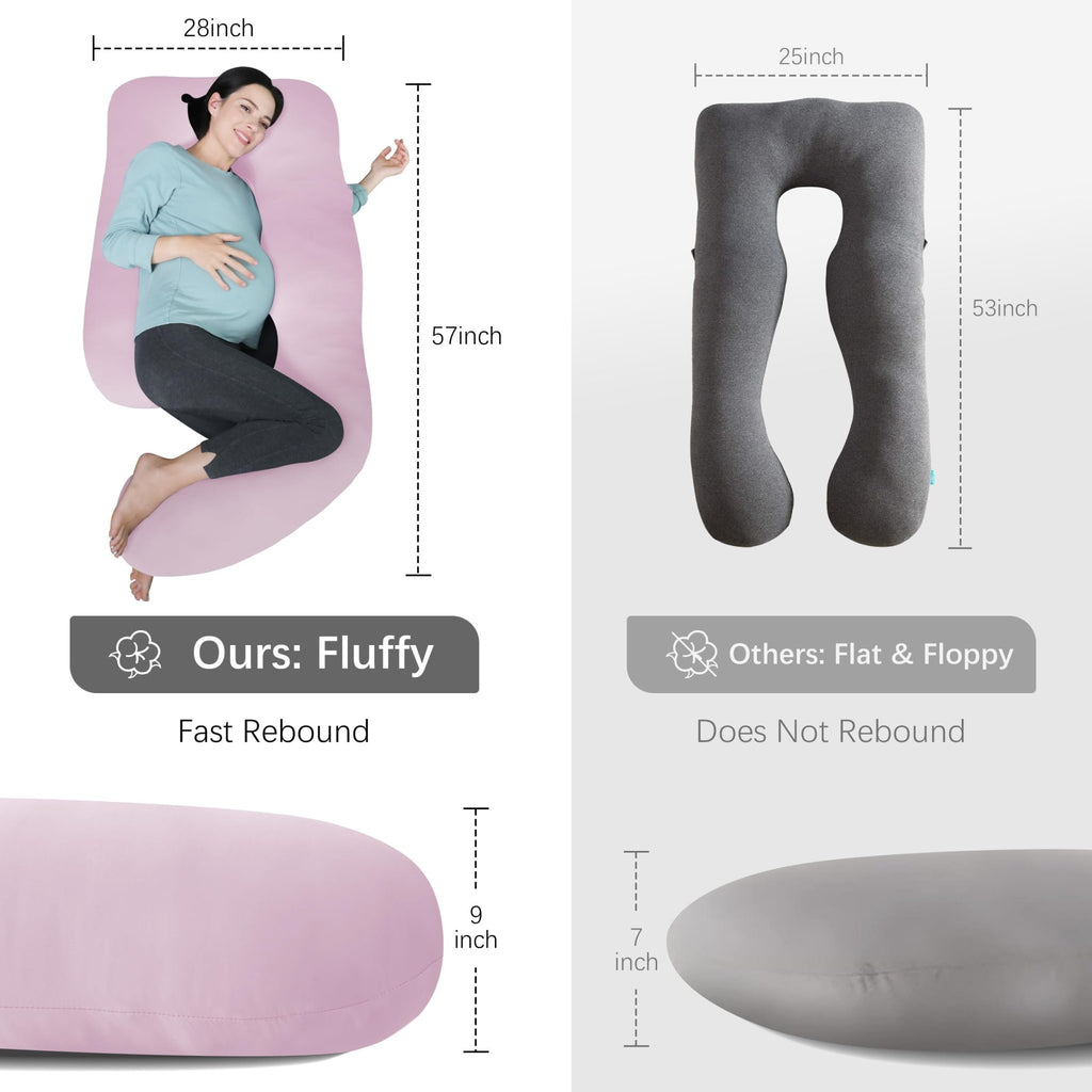MOON PARK Pregnancy Pillows for Sleeping - U Shaped Full Body Maternity Pillow with Removable Cover - Support for Back, Legs, Belly, HIPS - 65 Inch - Purple - Jansha Store