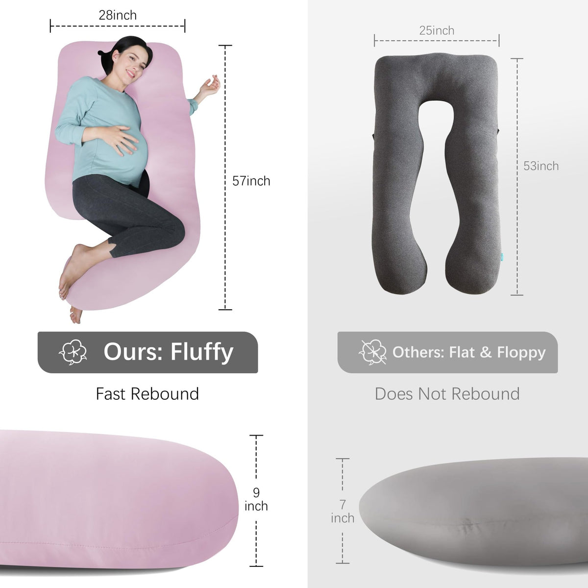 MOON PARK Pregnancy Pillows for Sleeping - U Shaped Full Body Maternity Pillow with Removable Cover - Support for Back, Legs, Belly, HIPS - 65 Inch - Purple - Jansha Store