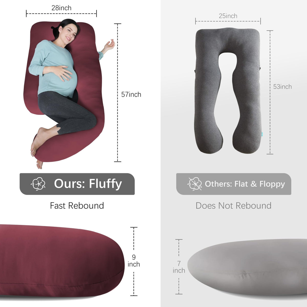 MOON PARK Pregnancy Pillows for Sleeping - U Shaped Full Body Maternity Pillow with Removable Cover - Support for Back, Legs, Belly, HIPS - 65 Inch - Purple - Jansha Store