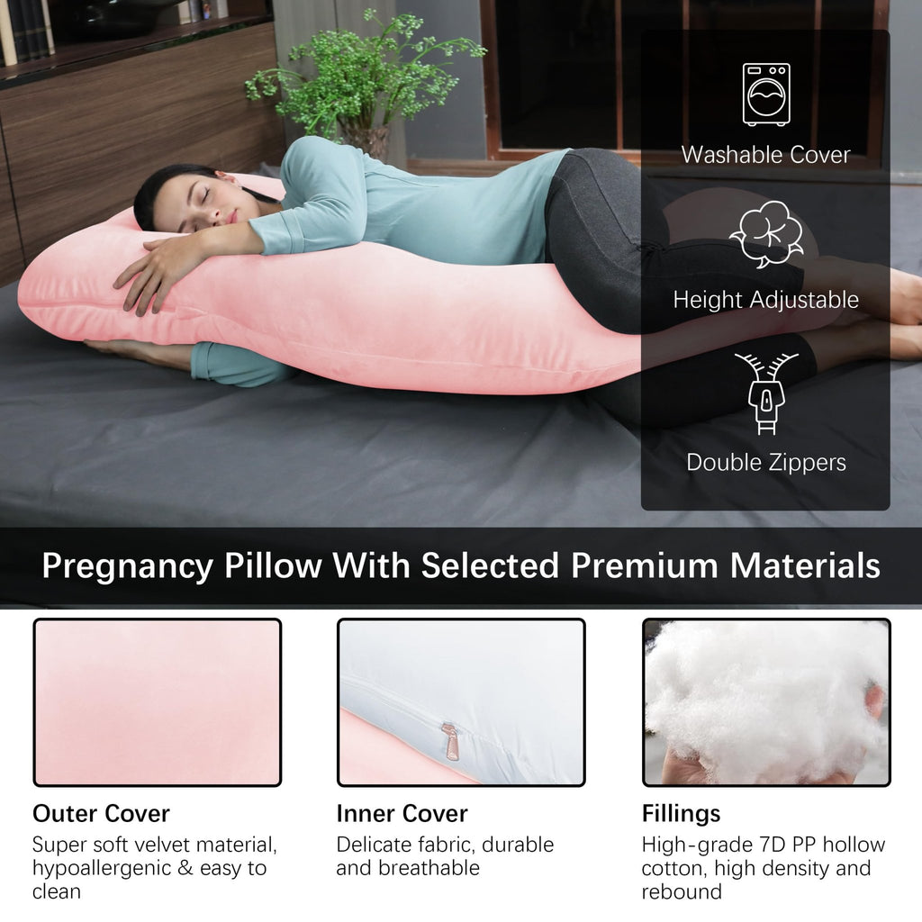 MOON PARK Pregnancy Pillows for Sleeping - U Shaped Full Body Maternity Pillow with Removable Cover - Support for Back, Legs, Belly, HIPS - 65 Inch - Purple - Jansha Store
