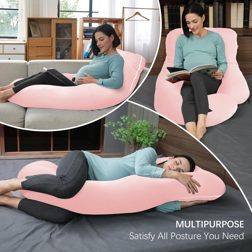 MOON PARK Pregnancy Pillows for Sleeping - U Shaped Full Body Maternity Pillow with Removable Cover - Support for Back, Legs, Belly, HIPS - 65 Inch - Purple - Jansha Store