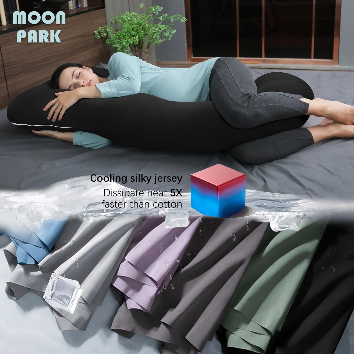 MOON PARK Pregnancy Pillows for Sleeping - U Shaped Full Body Maternity Pillow with Removable Cover - Support for Back, Legs, Belly, HIPS - 65 Inch - Purple - Jansha Store