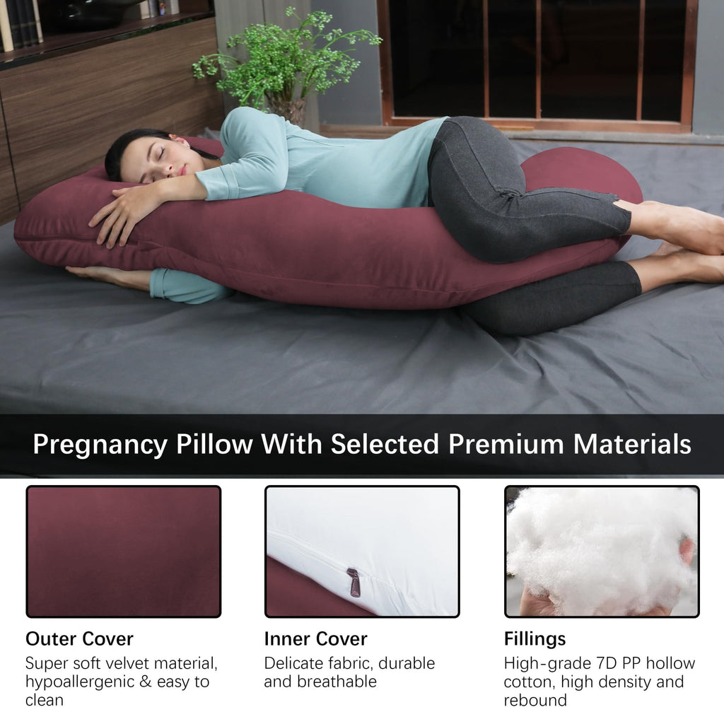 MOON PARK Pregnancy Pillows for Sleeping - U Shaped Full Body Maternity Pillow with Removable Cover - Support for Back, Legs, Belly, HIPS - 65 Inch - Purple - Jansha Store