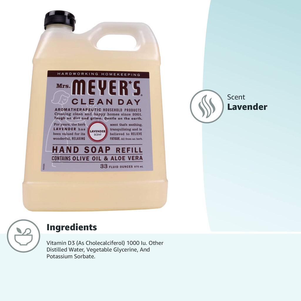 MRS. MEYER'S CLEAN DAY Hand Soap Refill, Lemon Verbena Scent, 33 Fl Oz Bottle - Jansha Store