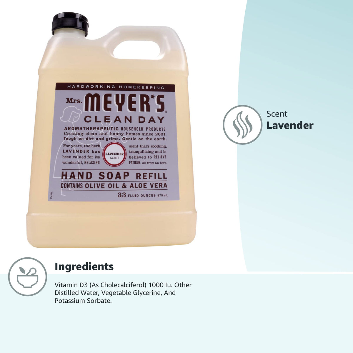 MRS. MEYER'S CLEAN DAY Hand Soap Refill, Lemon Verbena Scent, 33 Fl Oz Bottle - Jansha Store