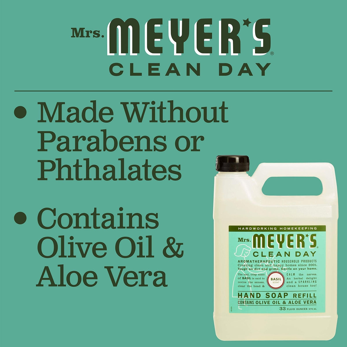 MRS. MEYER'S CLEAN DAY Hand Soap Refill, Lemon Verbena Scent, 33 Fl Oz Bottle - Jansha Store