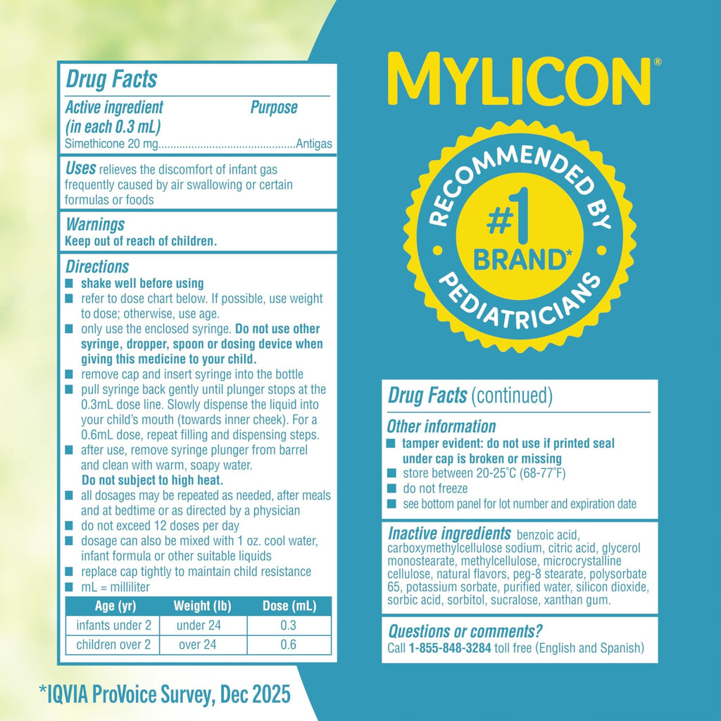 MYLICON Gas Relief Drops for Infants & Babies, Dye Free Formula, 0.5 Fl Oz. - Jansha Store