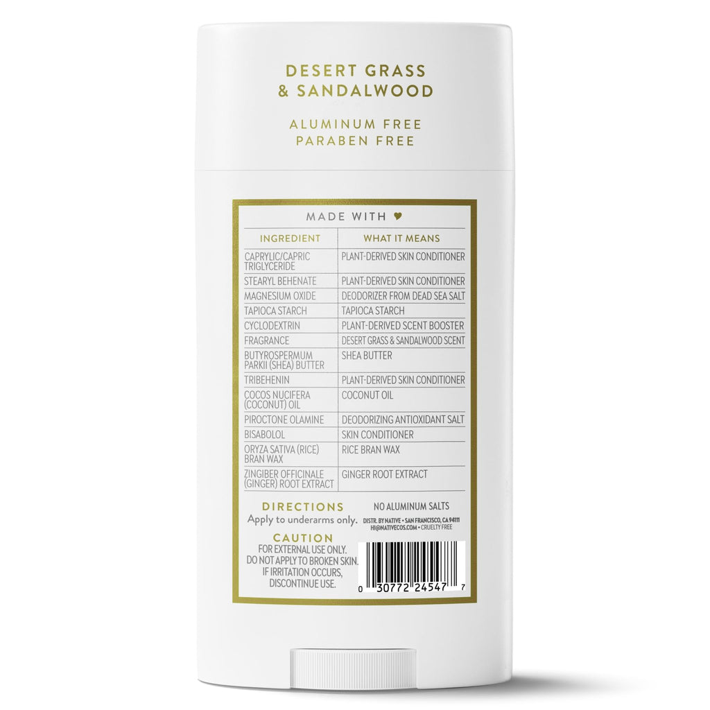 Native Aluminum Free Deodorant, Vanilla & Sandalwood, Large Size Stick, 72 Hour Odor Control, for Women & Men, Contains Naturally Derived Ingredients, 3.1 oz - Jansha Store