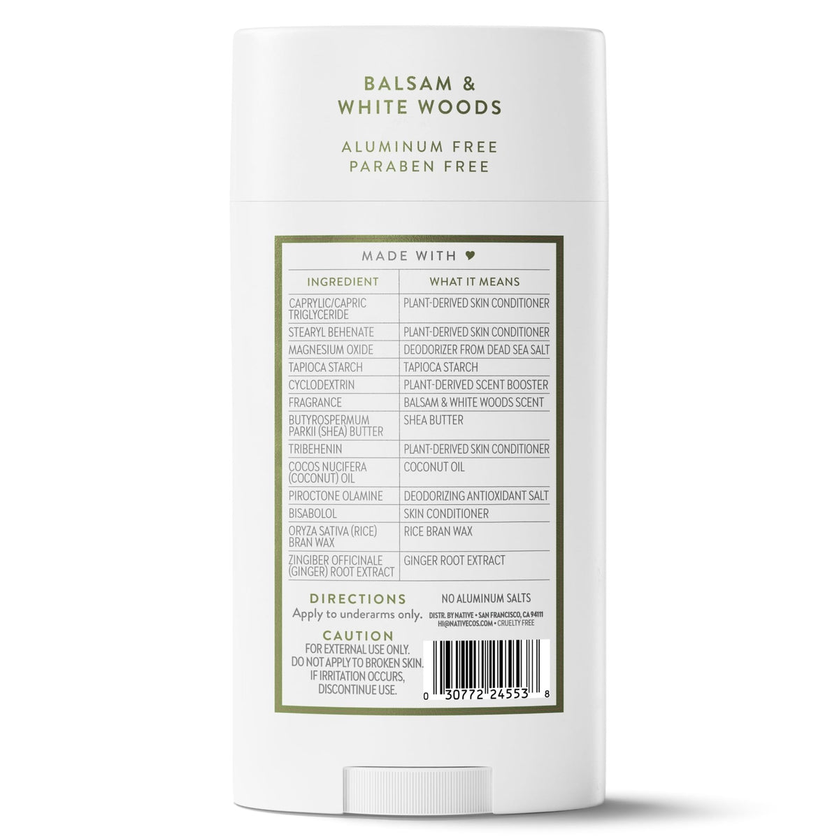 Native Aluminum Free Deodorant, Vanilla & Sandalwood, Large Size Stick, 72 Hour Odor Control, for Women & Men, Contains Naturally Derived Ingredients, 3.1 oz - Jansha Store