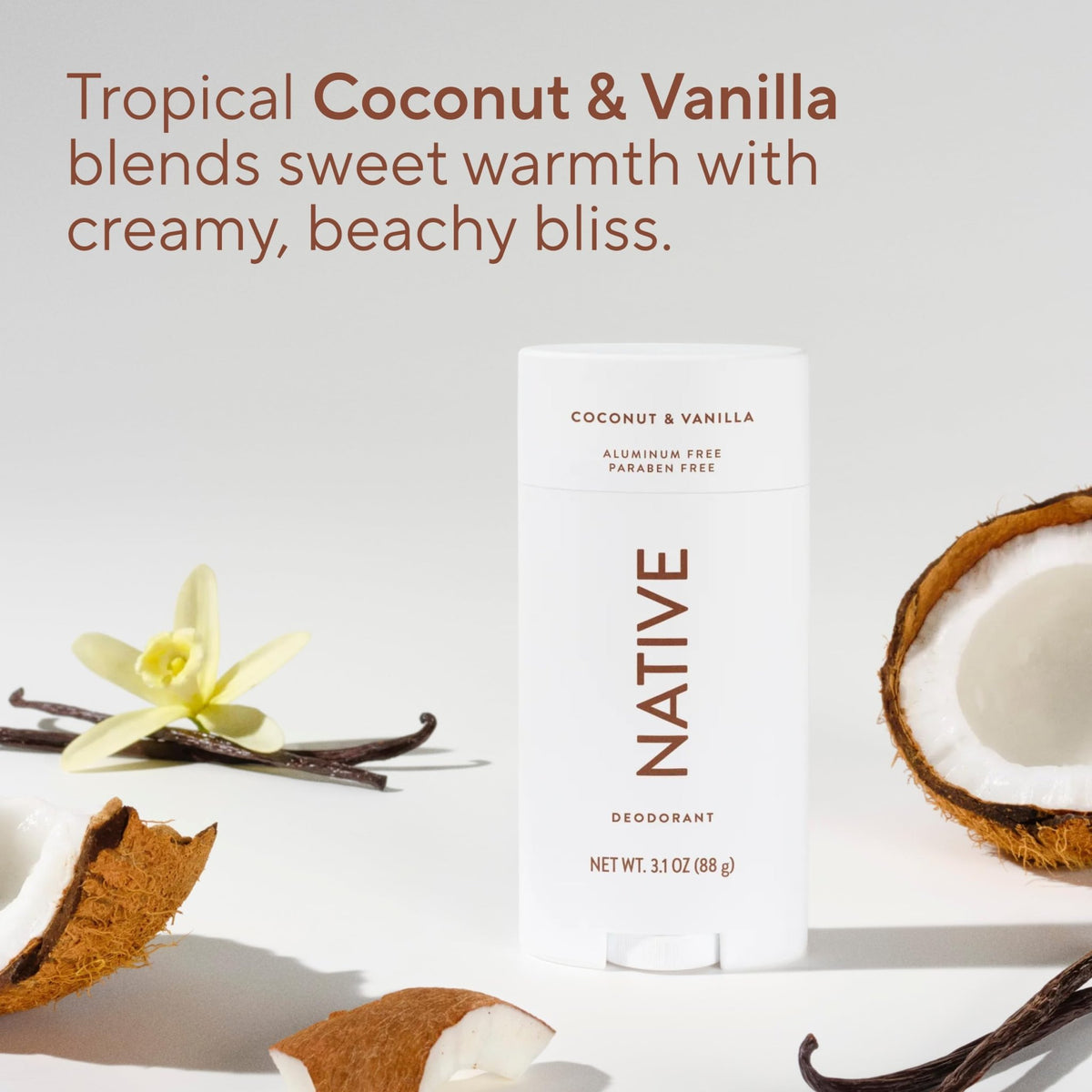 Native Aluminum Free Deodorant, Vanilla & Sandalwood, Large Size Stick, 72 Hour Odor Control, for Women & Men, Contains Naturally Derived Ingredients, 3.1 oz - Jansha Store
