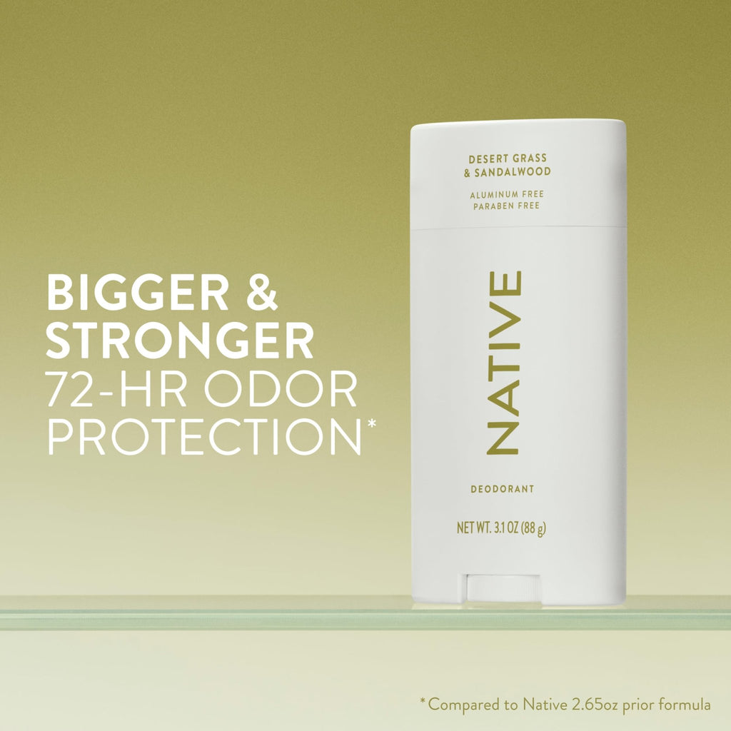 Native Aluminum Free Deodorant, Vanilla & Sandalwood, Large Size Stick, 72 Hour Odor Control, for Women & Men, Contains Naturally Derived Ingredients, 3.1 oz - Jansha Store