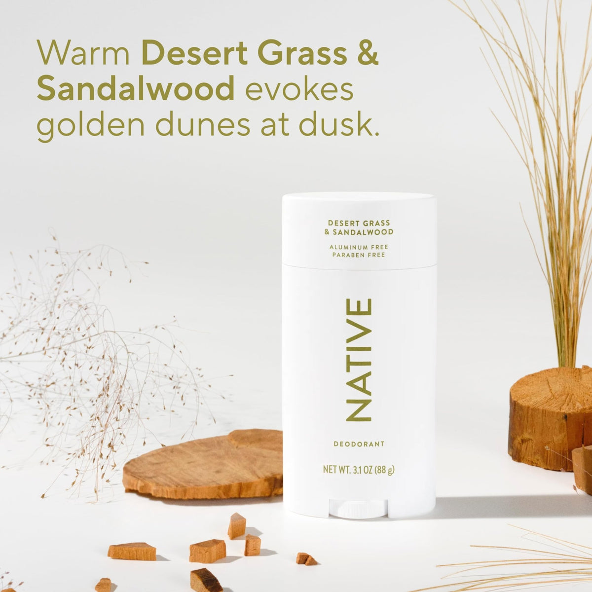 Native Aluminum Free Deodorant, Vanilla & Sandalwood, Large Size Stick, 72 Hour Odor Control, for Women & Men, Contains Naturally Derived Ingredients, 3.1 oz - Jansha Store