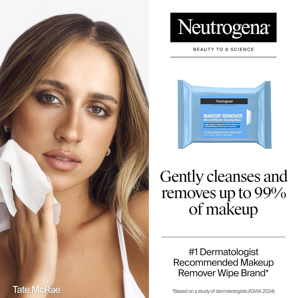 Neutrogena Makeup Remover Micellar Wipes, 2 Pack of 25 Ct - Jansha Store
