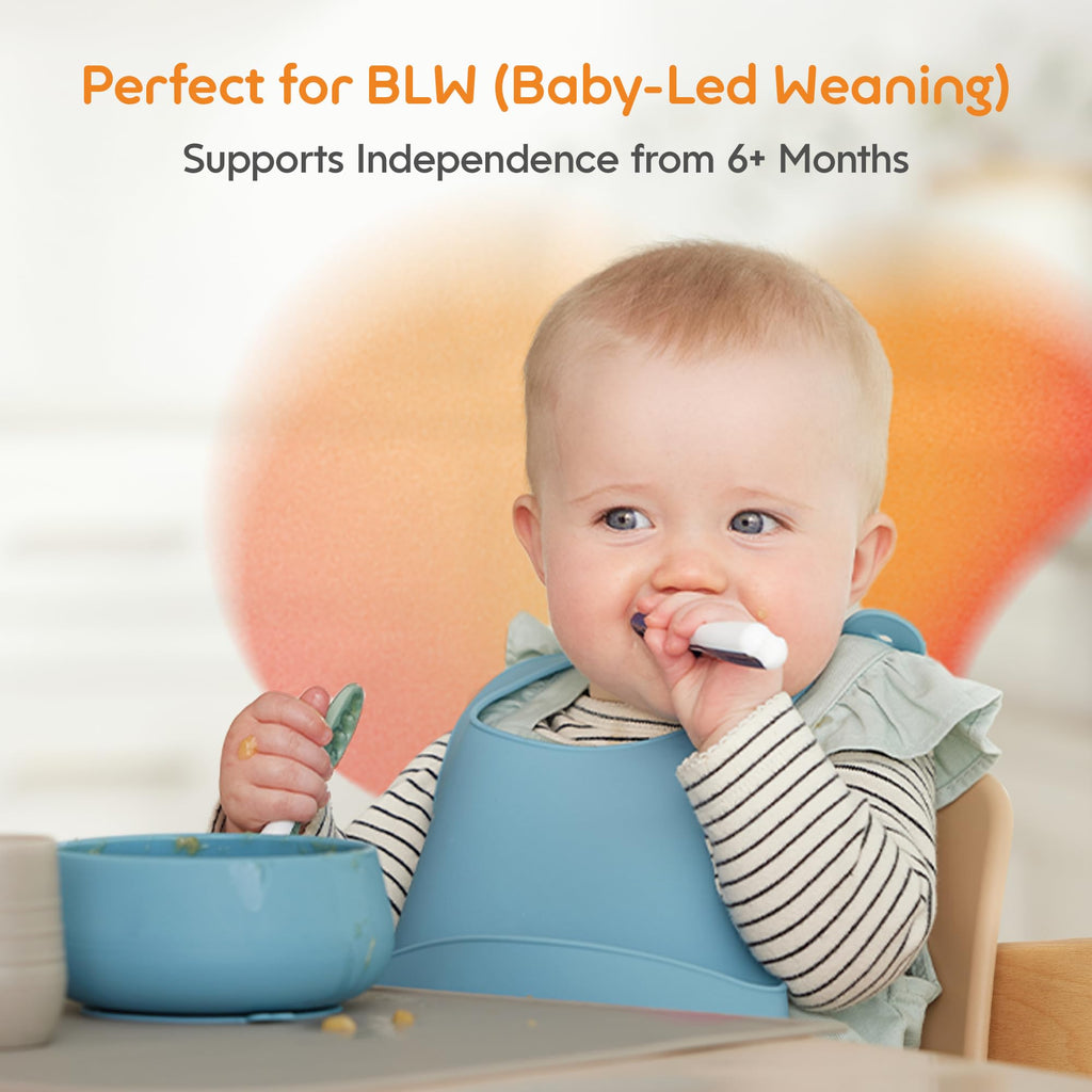 NumNum Baby Spoons Self Feeding 6 Months, 2-Pack Gray/Green - Jansha Store