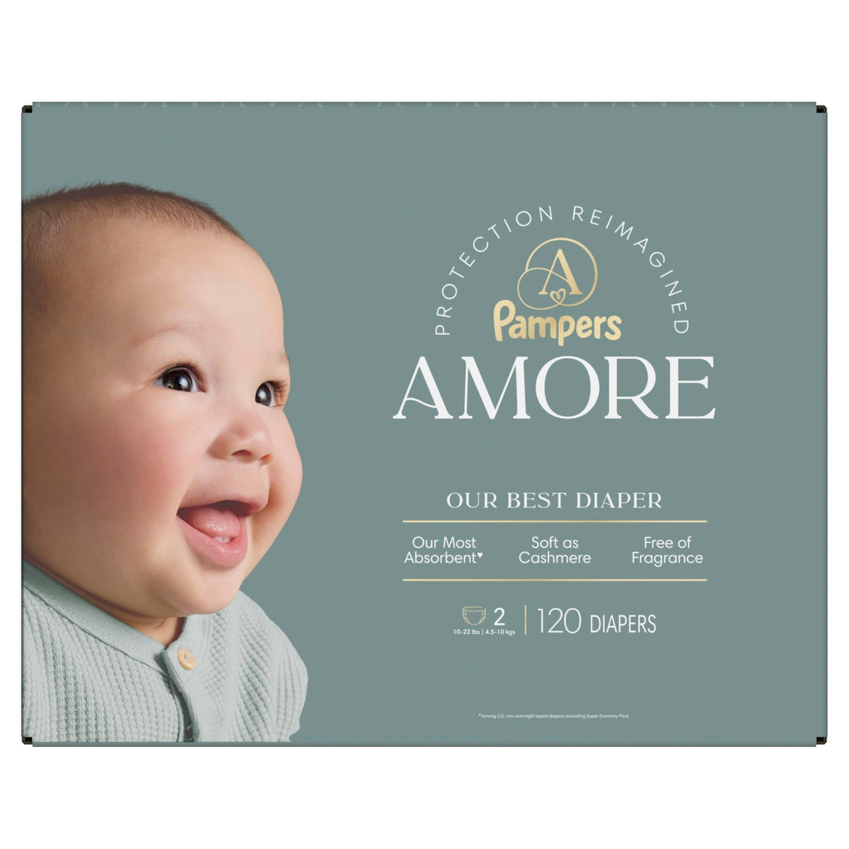 Pampers Amore, Size 0 (up to 10 lbs), 128 Count, Our Best Diaper – Hypoallergenic & Fragrance Free, Up to 100% Leakproof, Soft as Cashmere - Jansha Store