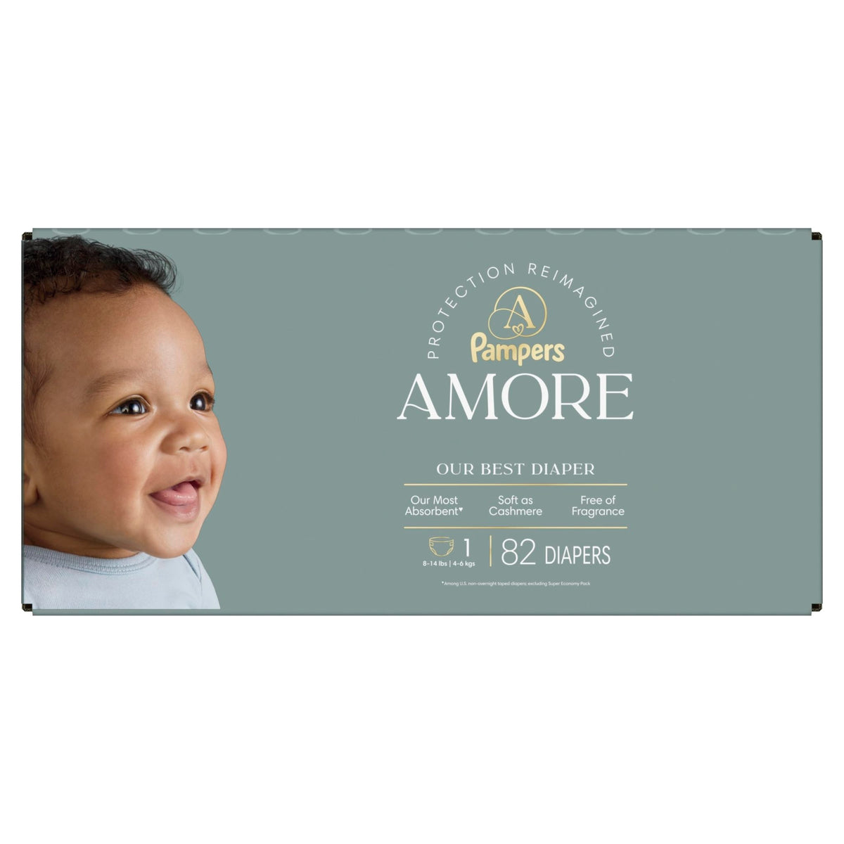 Pampers Amore, Size 0 (up to 10 lbs), 128 Count, Our Best Diaper – Hypoallergenic & Fragrance Free, Up to 100% Leakproof, Soft as Cashmere - Jansha Store