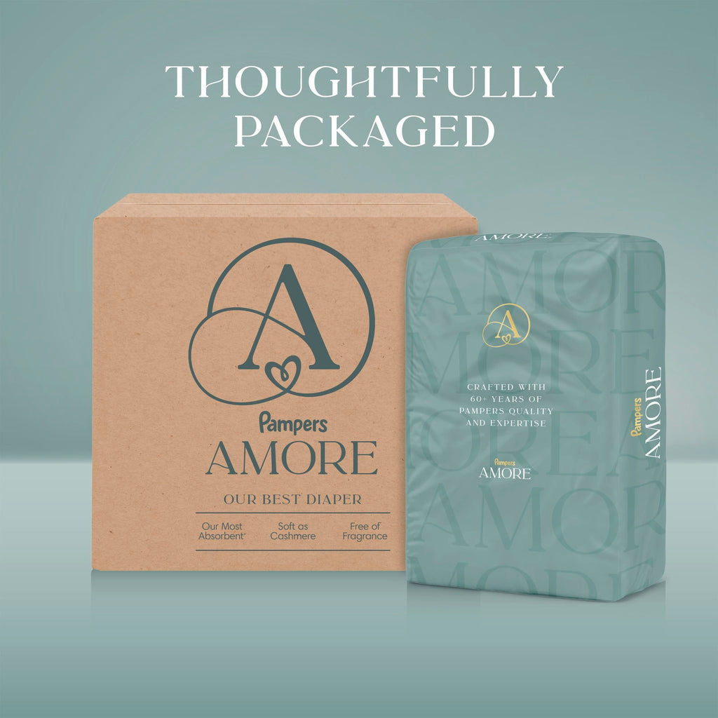 Pampers Amore, Size 0 (up to 10 lbs), 128 Count, Our Best Diaper – Hypoallergenic & Fragrance Free, Up to 100% Leakproof, Soft as Cashmere - Jansha Store