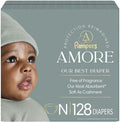 Pampers Amore, Size 0 (up to 10 lbs), 128 Count, Our Best Diaper – Hypoallergenic & Fragrance Free, Up to 100% Leakproof, Soft as Cashmere - Jansha Store
