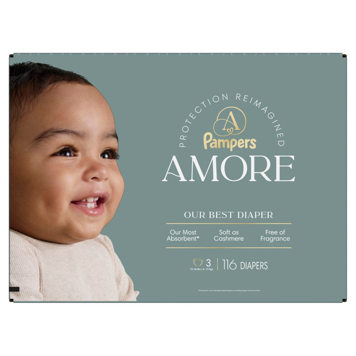 Pampers Amore, Size 0 (up to 10 lbs), 128 Count, Our Best Diaper – Hypoallergenic & Fragrance Free, Up to 100% Leakproof, Soft as Cashmere - Jansha Store