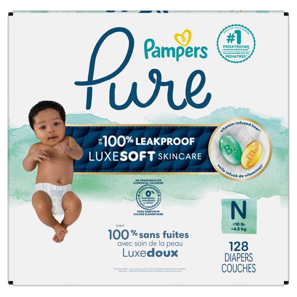 Pampers Pure Baby Diapers, Size 5 (27+ lbs), 132 - Jansha Store