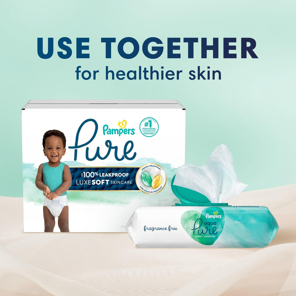 Pampers Pure Baby Diapers, Size 5 (27+ lbs), 132 - Jansha Store