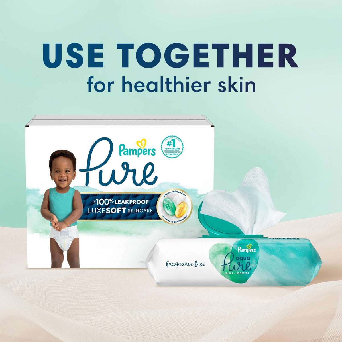 Pampers Pure Baby Diapers, Size 5 (27+ lbs), 132 - Jansha Store
