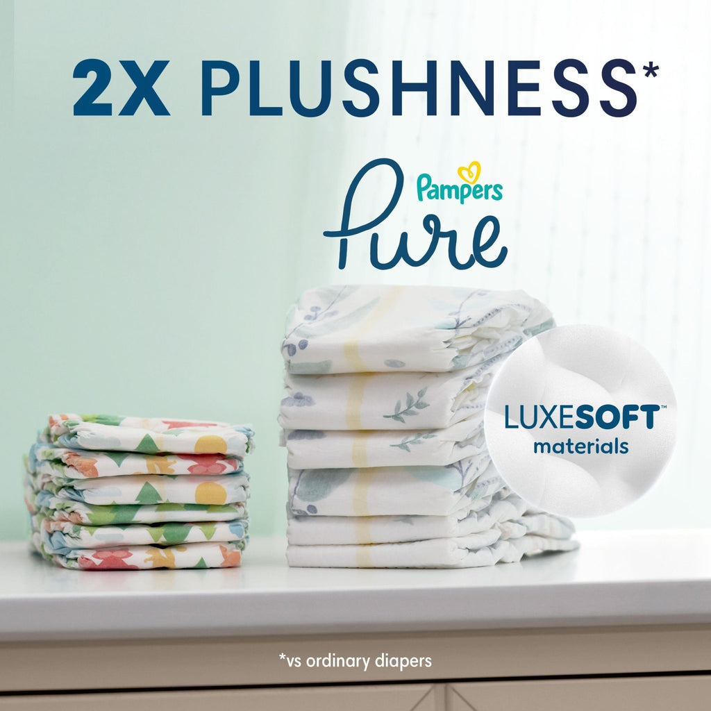 Pampers Pure Baby Diapers, Size 5 (27+ lbs), 132 - Jansha Store