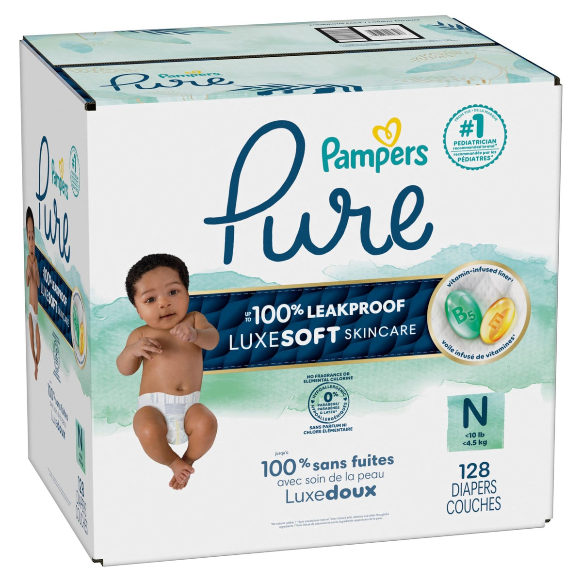 Pampers Pure Baby Diapers, Size 5 (27+ lbs), 132 - Jansha Store