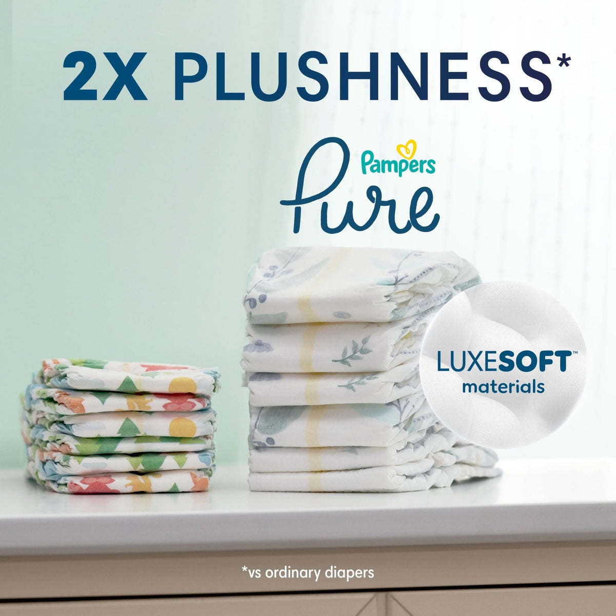 Pampers Pure Baby Diapers, Size 5 (27+ lbs), 132 - Jansha Store