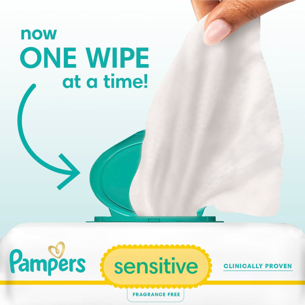 Pampers Sensitive Baby Wipes, Unscented, Fragrance Free, Clinically Proven, Water Based, Hypoallergenic, Multi-Use, Hand Wipes, 1008 Wipes Total (18X Flip-Top Packs) - Jansha Store