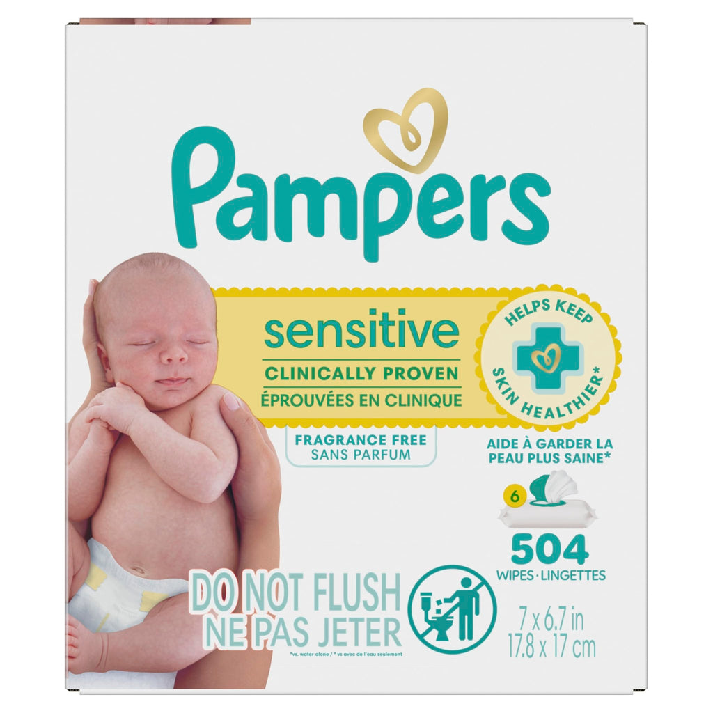 Pampers Sensitive Baby Wipes, Unscented, Fragrance Free, Clinically Proven, Water Based, Hypoallergenic, Multi-Use, Hand Wipes, 1008 Wipes Total (18X Flip-Top Packs) - Jansha Store