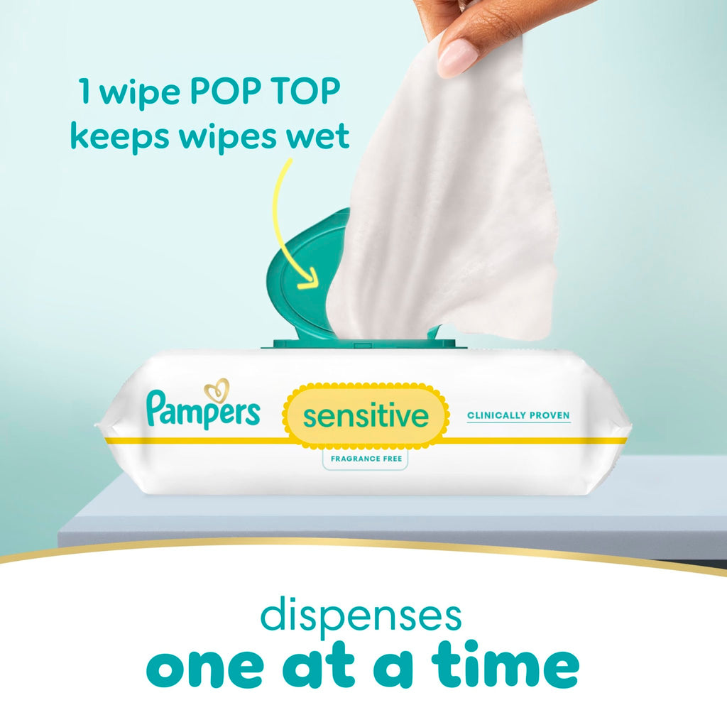 Pampers Sensitive Baby Wipes, Unscented, Fragrance Free, Clinically Proven, Water Based, Hypoallergenic, Multi-Use, Hand Wipes, 1008 Wipes Total (18X Flip-Top Packs) - Jansha Store