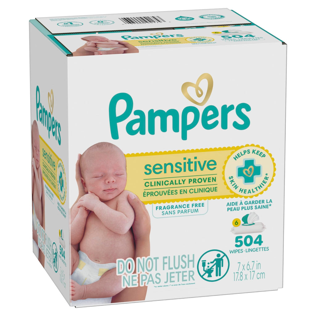 Pampers Sensitive Baby Wipes, Unscented, Fragrance Free, Clinically Proven, Water Based, Hypoallergenic, Multi-Use, Hand Wipes, 1008 Wipes Total (18X Flip-Top Packs) - Jansha Store