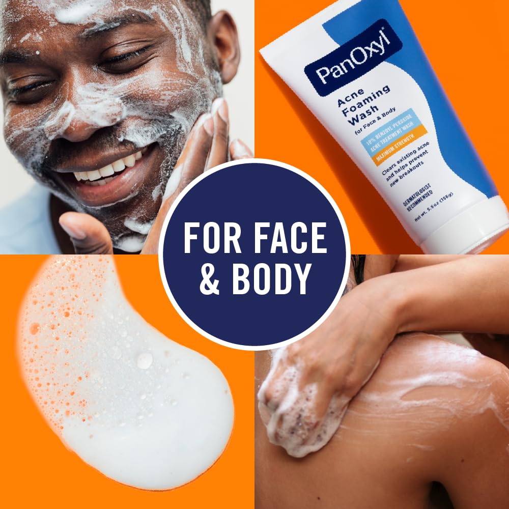PanOxyl Acne Foaming Wash, 10% Benzoyl Peroxide, For Face & Body, 5.5 oz - Jansha Store