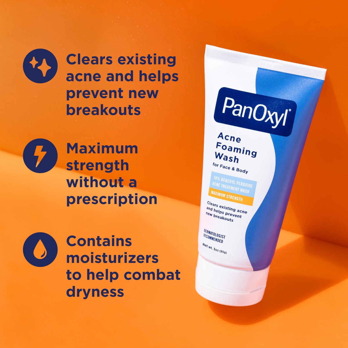 PanOxyl Acne Foaming Wash, 10% Benzoyl Peroxide, For Face & Body, 5.5 oz - Jansha Store