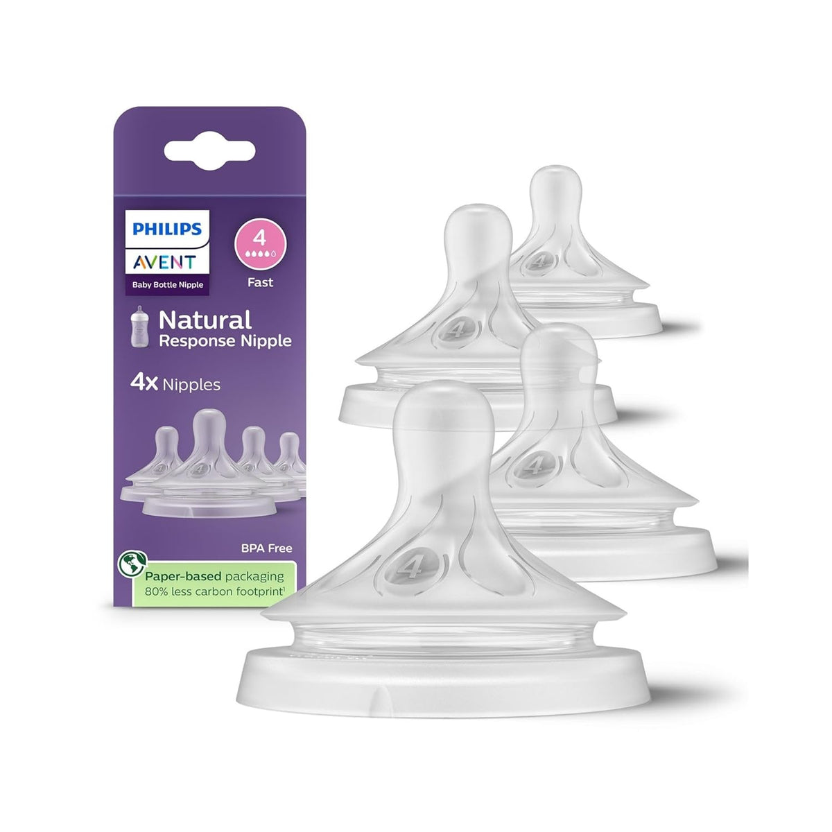 Philips Avent Natural Response Nipples, Fast Flow, 4-Pack - Jansha Store