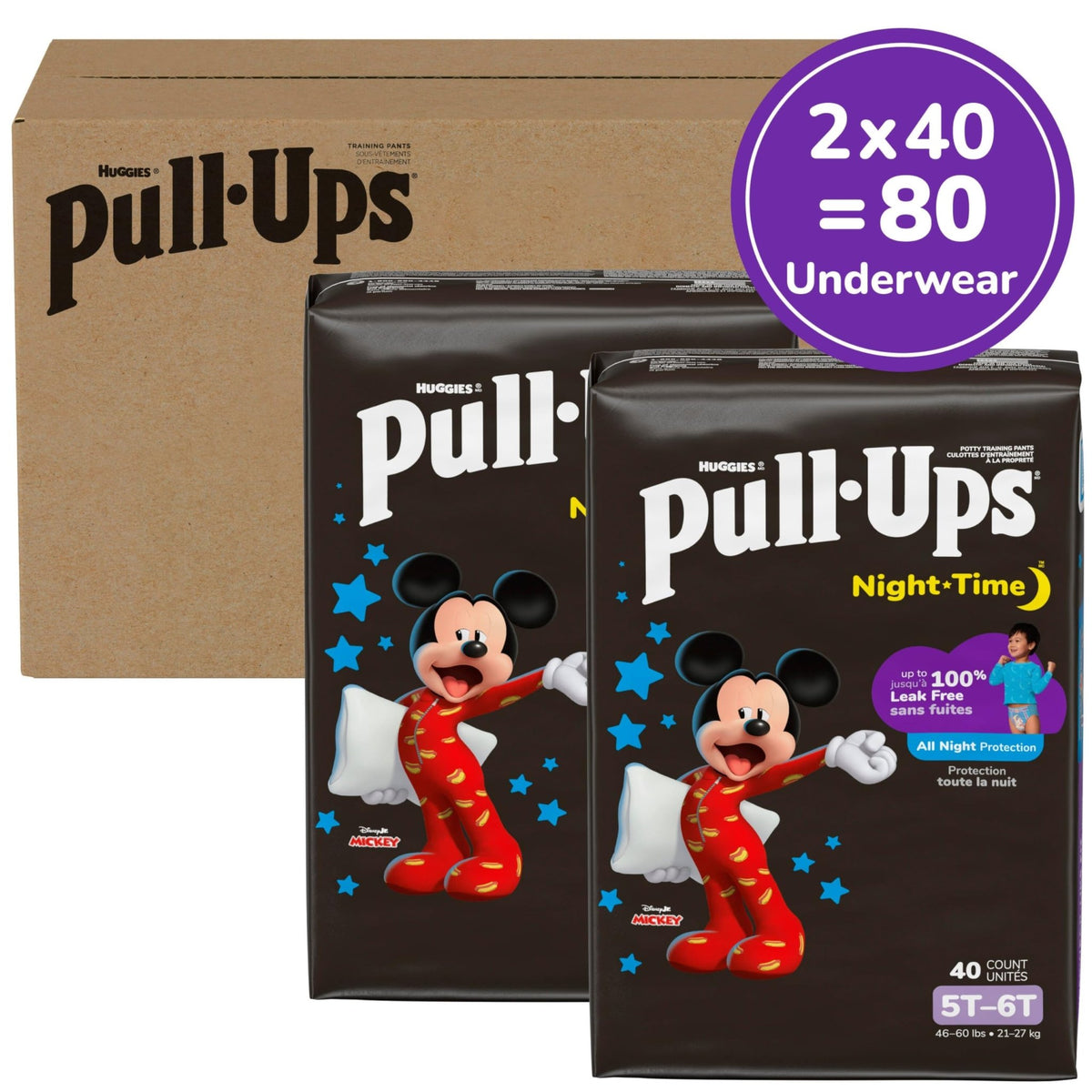 Pull-Ups Boys' Night-Time Potty Training Pants, Size 5T-6T, 44 Count - Jansha Store