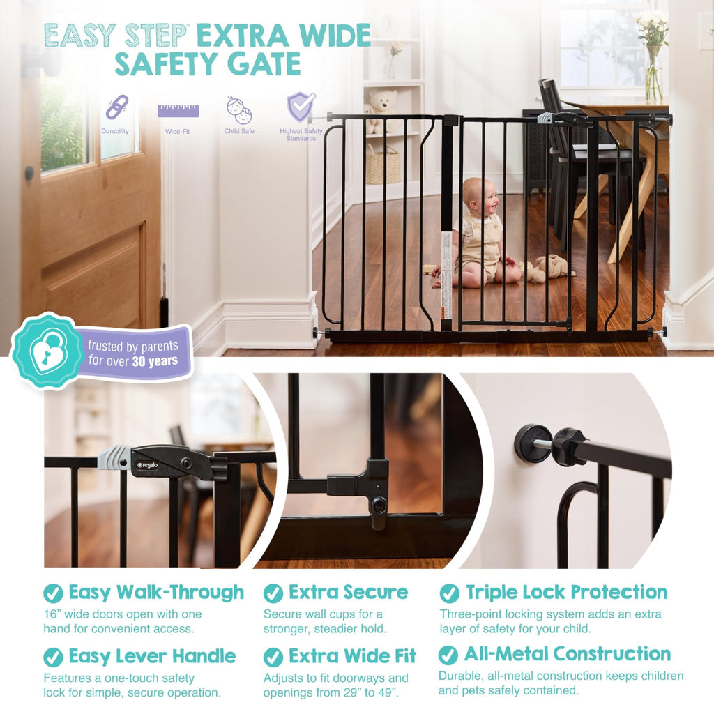 Regalo Safety 29"-38.5" Easy Step Baby Gate, Bottom of Stairs & Doorways - Jansha Store