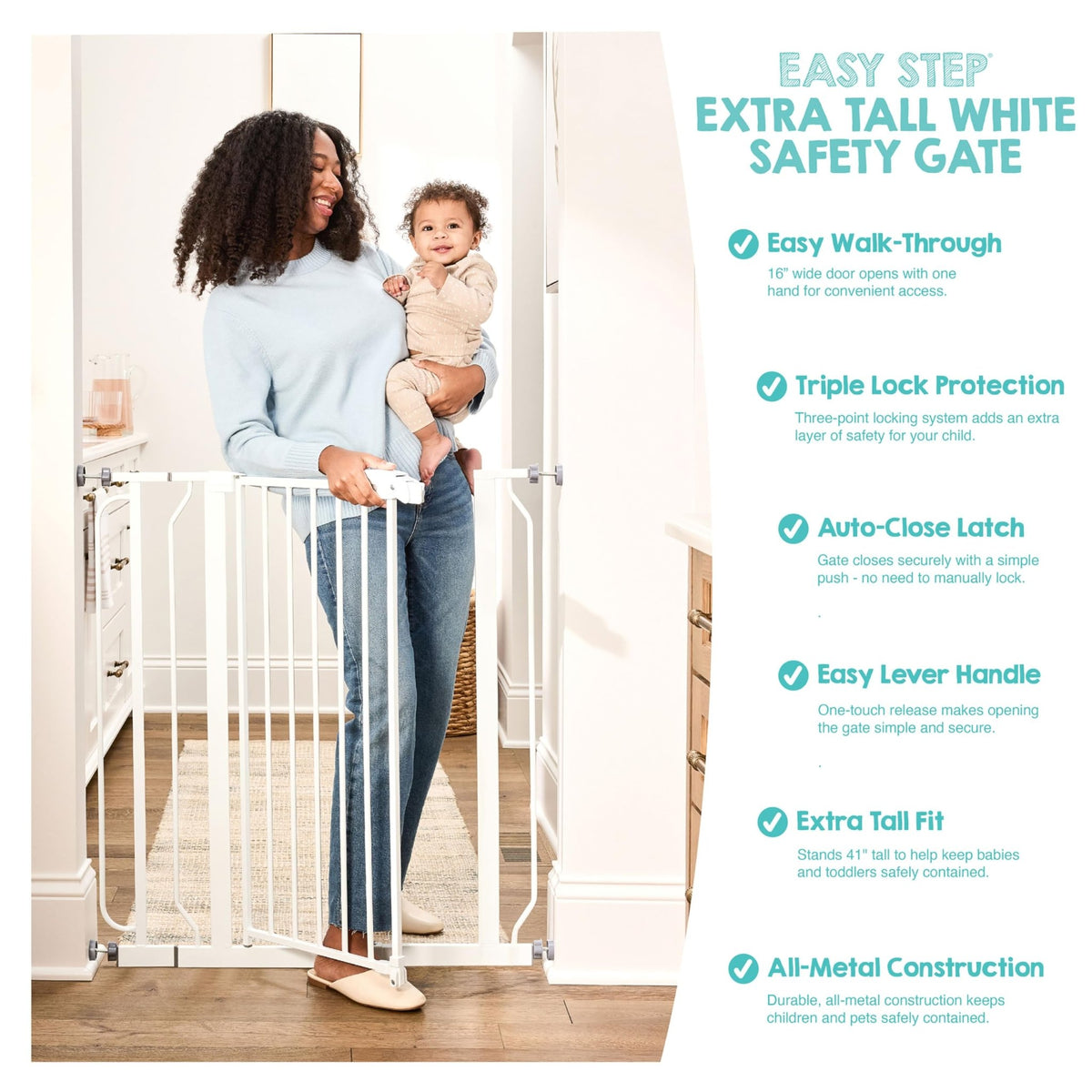 Regalo Safety 29"-38.5" Easy Step Baby Gate, Bottom of Stairs & Doorways - Jansha Store