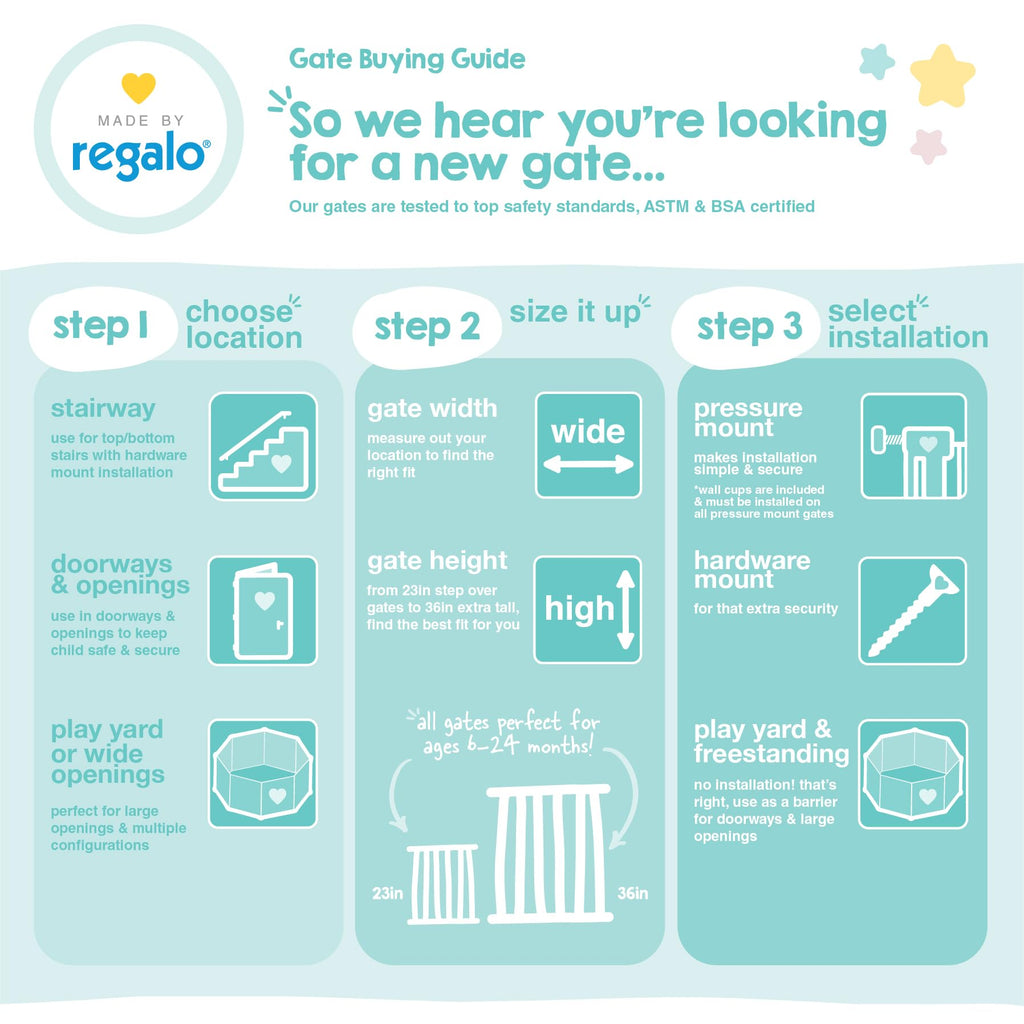 Regalo Safety 29"-38.5" Easy Step Baby Gate, Bottom of Stairs & Doorways - Jansha Store