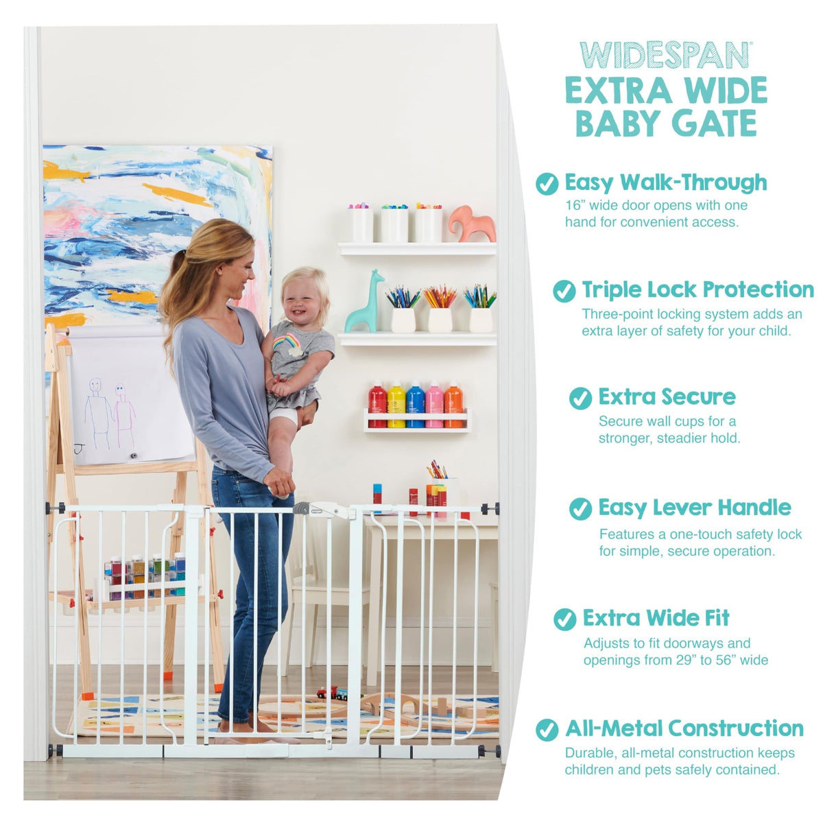 Regalo Safety 29"-38.5" Easy Step Baby Gate, Bottom of Stairs & Doorways - Jansha Store