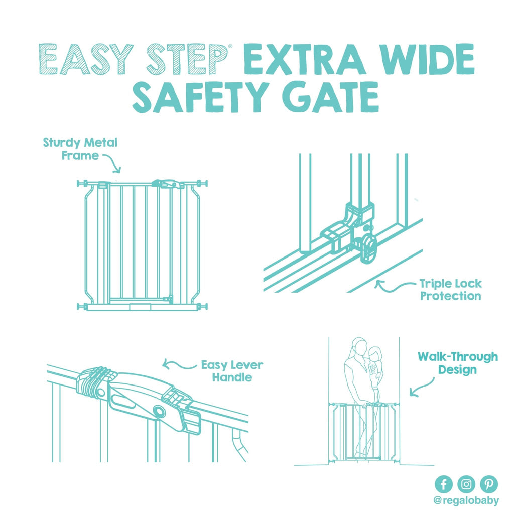 Regalo Safety 29"-38.5" Easy Step Baby Gate, Bottom of Stairs & Doorways - Jansha Store