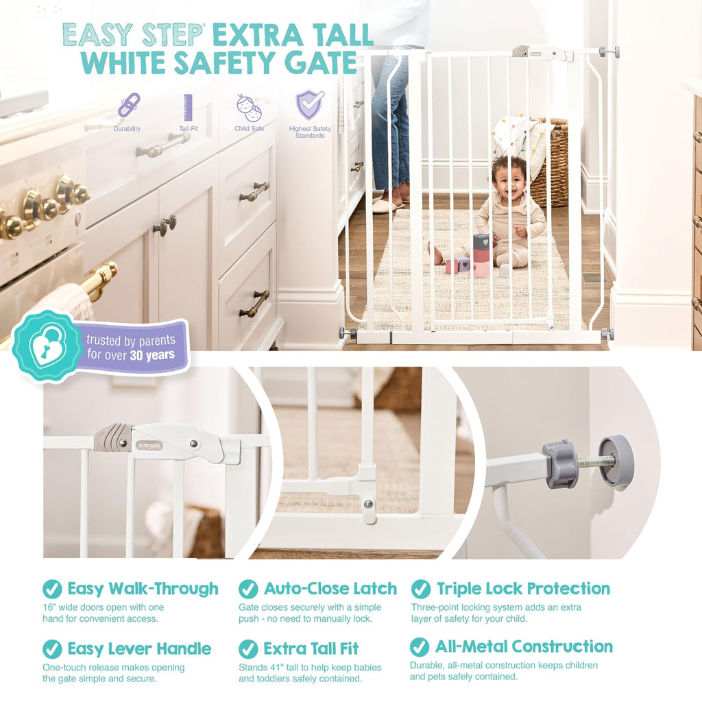 Regalo Safety 29"-38.5" Easy Step Baby Gate, Bottom of Stairs & Doorways - Jansha Store