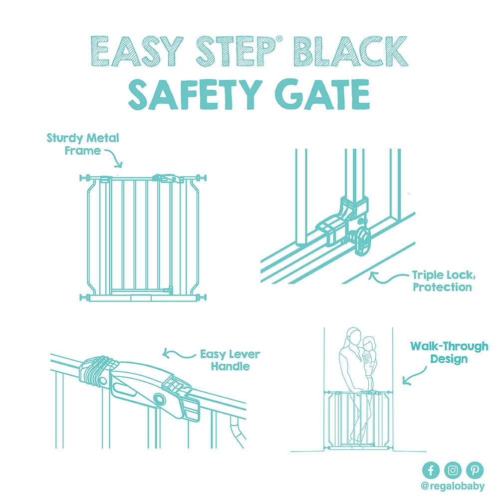 Regalo Safety 29"-38.5" Easy Step Baby Gate, Bottom of Stairs & Doorways - Jansha Store