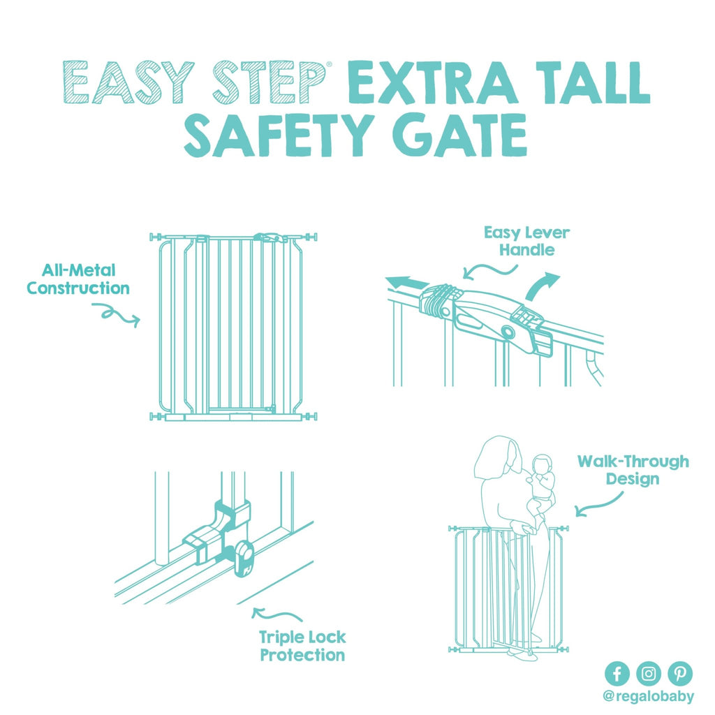 Regalo Safety 29"-38.5" Easy Step Baby Gate, Bottom of Stairs & Doorways - Jansha Store